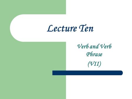 Lecture Ten Verb and Verb Phrase (VII). -ing participle Object He admitted making the mistake. I can ’ t resist bargaining. She always detested seeing.