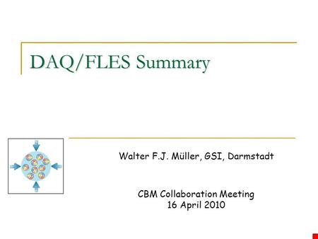 DAQ/FLES Summary Walter F.J. Müller, GSI, Darmstadt CBM Collaboration Meeting 16 April 2010.