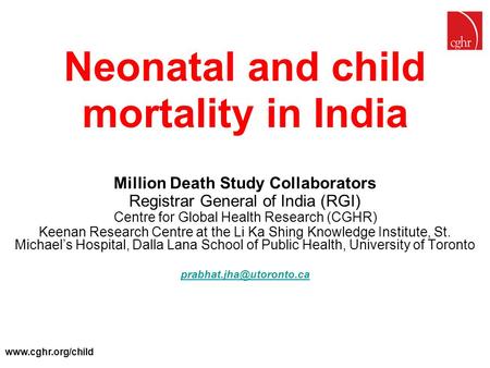 Neonatal and child mortality in India