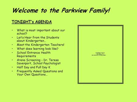 Welcome to the Parkview Family!