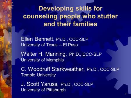 Developing skills for counseling people who stutter and their families