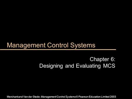 Management Control Systems