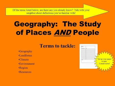 Geography: The Study of Places AND People