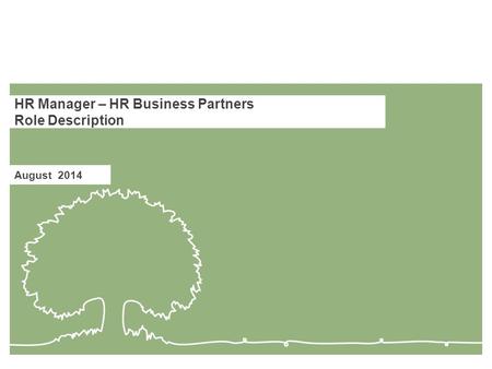 HR Manager – HR Business Partners Role Description