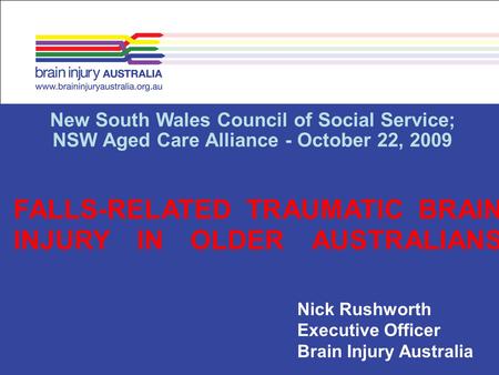 FALLS-RELATED TRAUMATIC BRAIN INJURY IN OLDER AUSTRALIANS