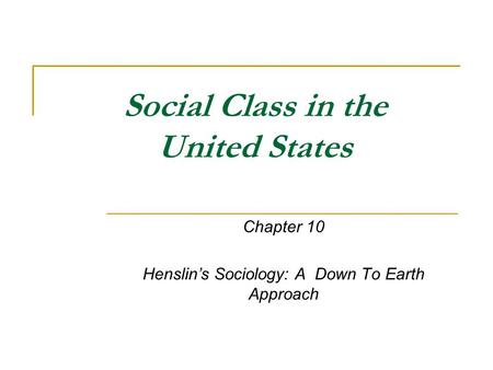 Social Class in the United States