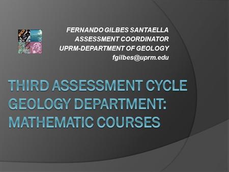 FERNANDO GILBES SANTAELLA ASSESSMENT COORDINATOR UPRM-DEPARTMENT OF GEOLOGY