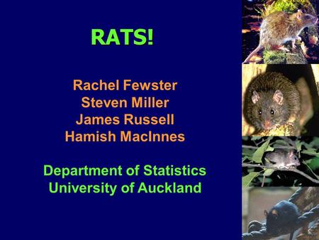 RATS! Rachel Fewster Steven Miller James Russell Hamish MacInnes Department of Statistics University of Auckland.