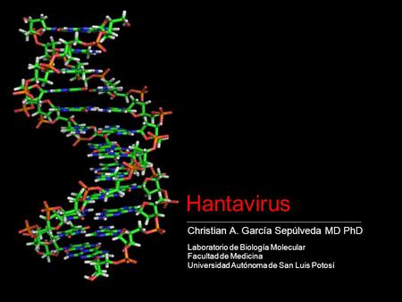 Hantavirus Christian A. García Sepúlveda MD PhD Laboratorio de Biología Molecular Facultad de Medicina Universidad Autónoma de San Luis Potosí.