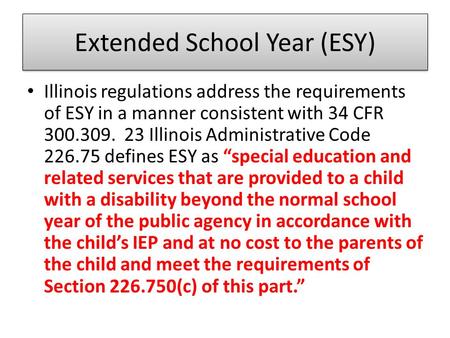 Extended School Year (ESY)