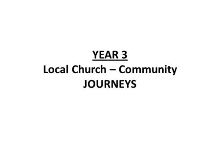 YEAR 3 Local Church – Community JOURNEYS. YEAR 3 Local Church – Community JOURNEYS LF1 The Liturgical Year Scripture Christian Beliefs The Church’s Year.