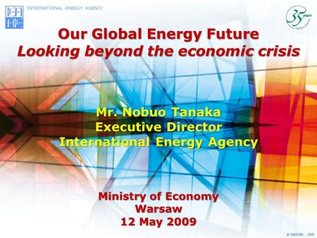 Our Global Energy Future Looking beyond the economic crisis