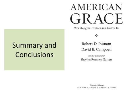 Summary and Conclusions. Big changes occurred in religion in America the last 50 years: Americans have become polarized toward opposite ends of religious.