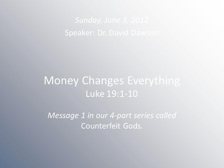 Speaker: Dr. David Dawson