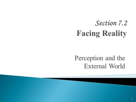 Perception and the External World 1  Direct Realism is the doctrine that perception puts us in direct contact with reality.  “Direct” because nothing.