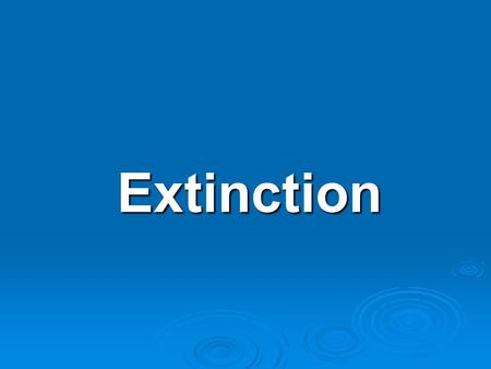 Extinction. Extinction The Definition and Causes.