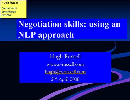 Negotiation skills: using an NLP approach