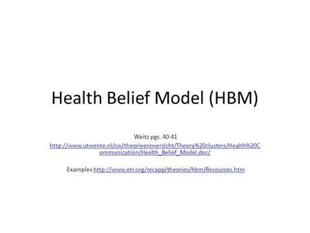 Health Belief Model (HBM)