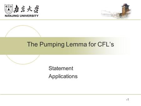 The Pumping Lemma for CFL’s