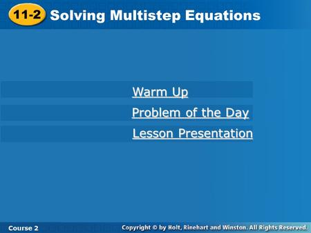 Solving Multistep Equations