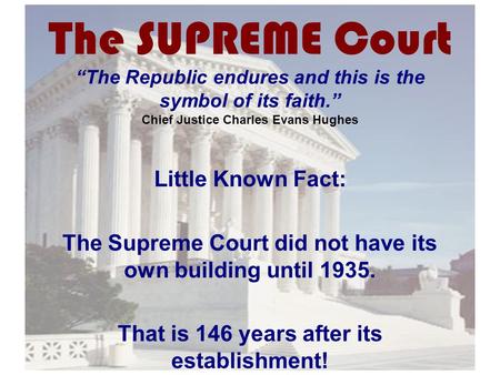 The SUPREME Court Little Known Fact: