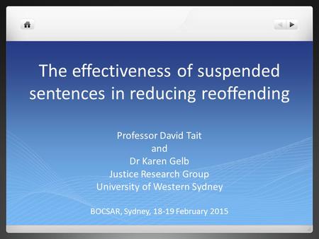 The effectiveness of suspended sentences in reducing reoffending