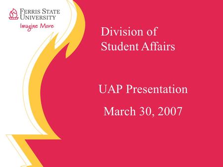 Division of Student Affairs UAP Presentation March 30, 2007.