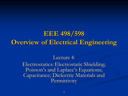 EEE 498/598 Overview of Electrical Engineering