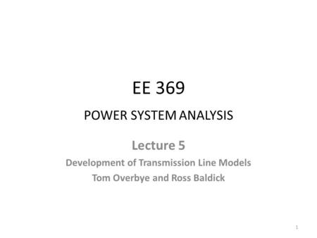 EE 369 POWER SYSTEM ANALYSIS