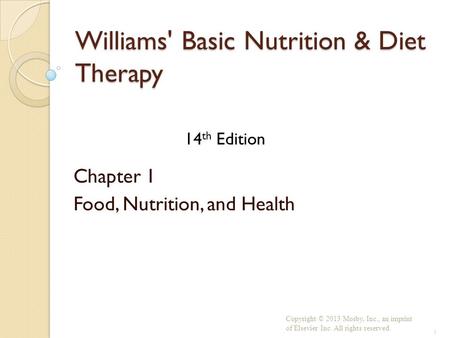 Williams' Basic Nutrition & Diet Therapy