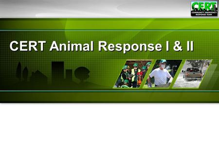 CERT Animal Response I & II. CERT Animal Response I.