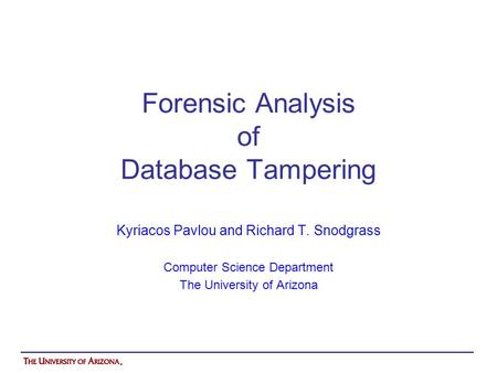 Forensic Analysis of Database Tampering