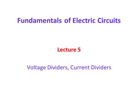 Fundamentals of Electric Circuits