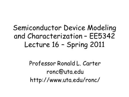 Professor Ronald L. Carter