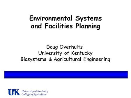 Environmental Systems and Facilities Planning