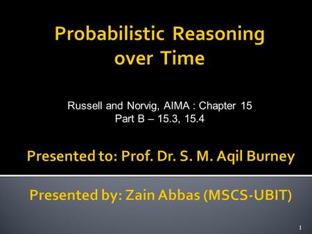 Probabilistic Reasoning over Time