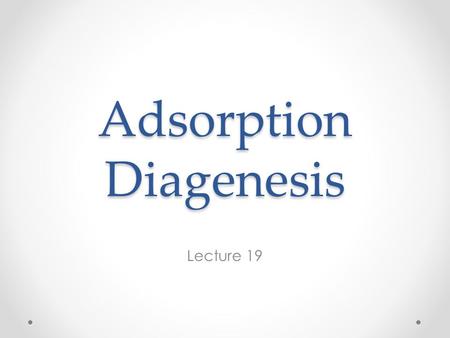 Adsorption Diagenesis