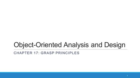 Object-Oriented Analysis and Design