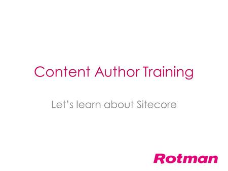 Content Author Training