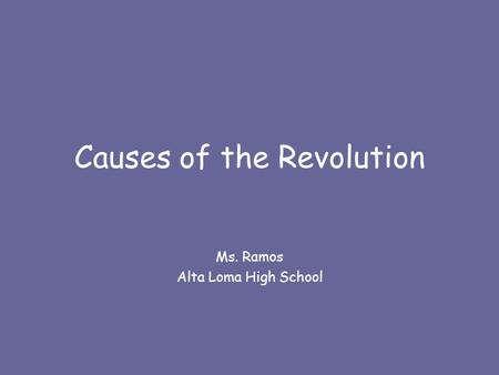 Causes of the Revolution