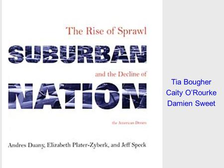 Tia Bougher Caity O’Rourke Damien Sweet. Introduction Define neighborhoods Define sprawl Explain why sprawl happens Consequences of sprawl What needs.