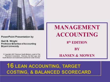 MANAGEMENT ACCOUNTING