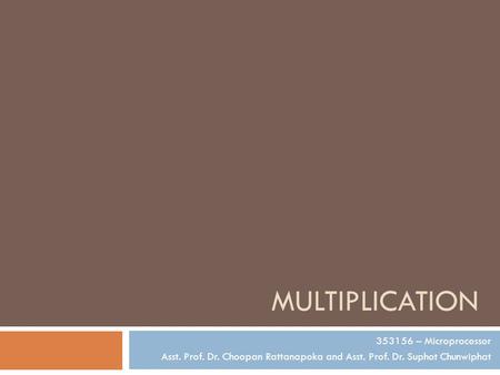 Multiplication – Microprocessor