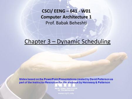 Chapter 3 – Dynamic Scheduling