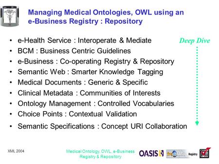 Medical Ontology, OWL, e-Business Registry & Repository