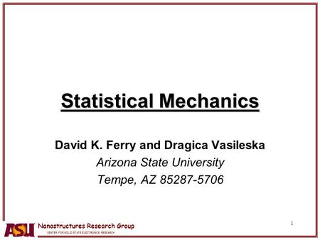 Statistical Mechanics