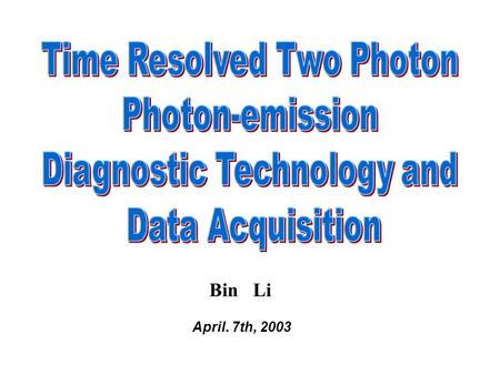 Bin Li April. 7th, 2003. SHG and Dispersion compensation Monochromator Mach Zehnder Interferometer 2PPE UHV Chamber Beam - splitter Piezo system Large.