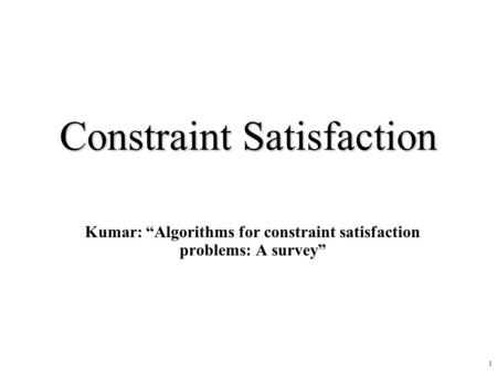 Constraint Satisfaction