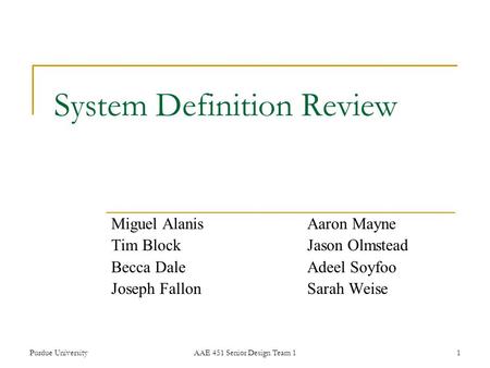 System Definition Review