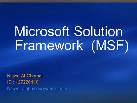 Microsoft Solution Framework (MSF)